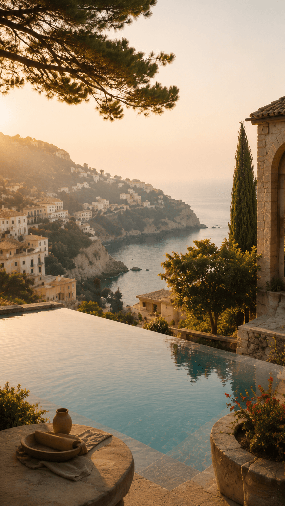 Coastal European wellness destination overlooking the sea